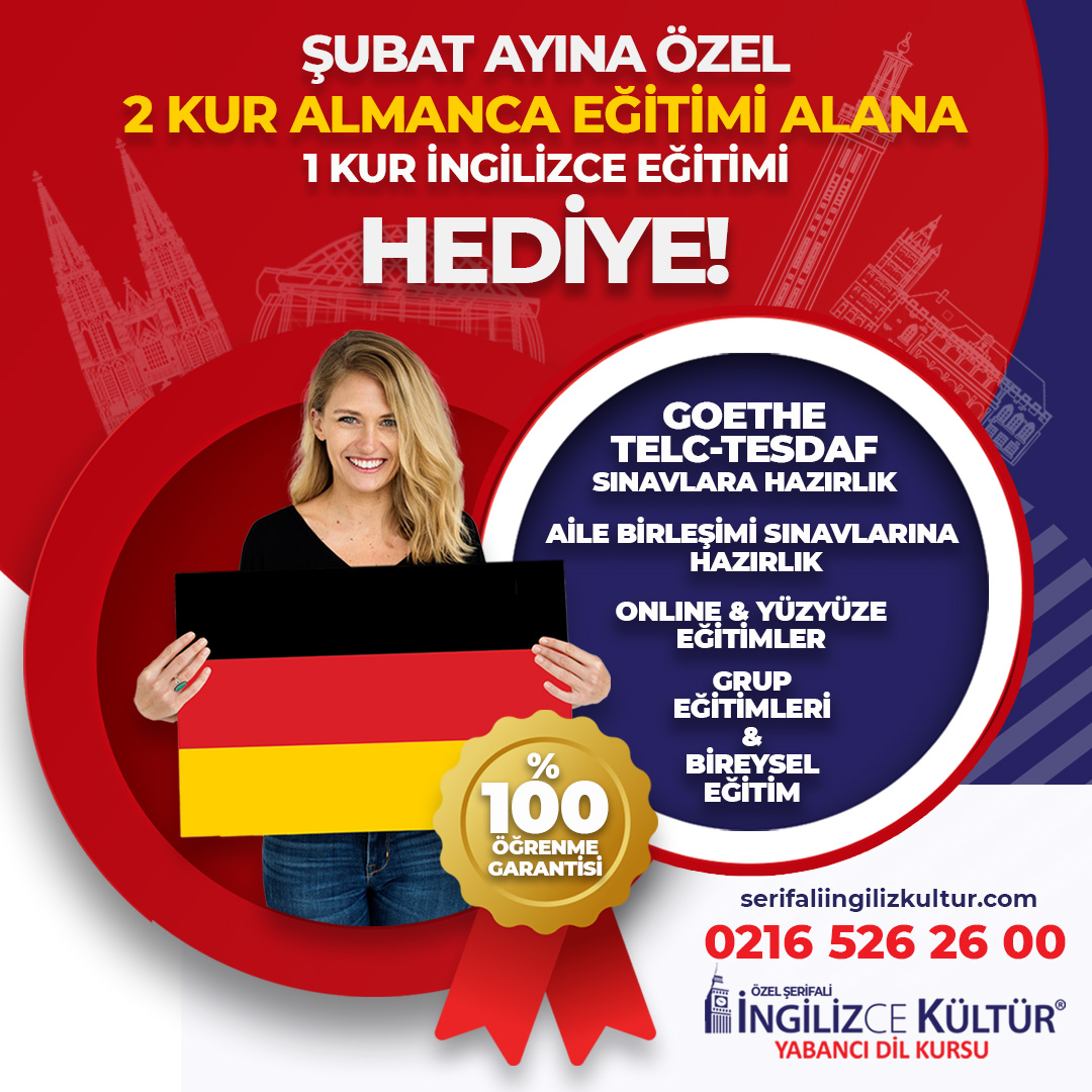 2 Kur Almanca Eğitimi Alana 1 Kur İngilizce Eğitimi Hediye